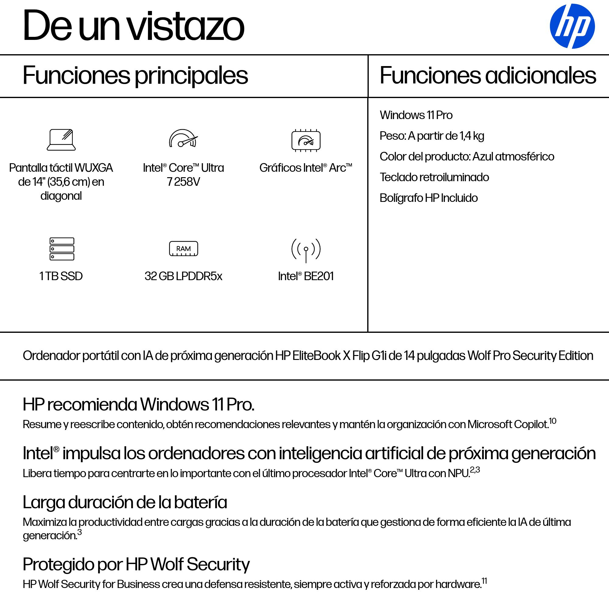 Portátil Profesional HP EliteBook X Flip G1i 14" con IA - imagen 6