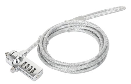 440448 Candado para Laptop Manhattan ranura K-slot de combinacion 4 digitos cable de acero 2M cubierta PVC transparente  440448