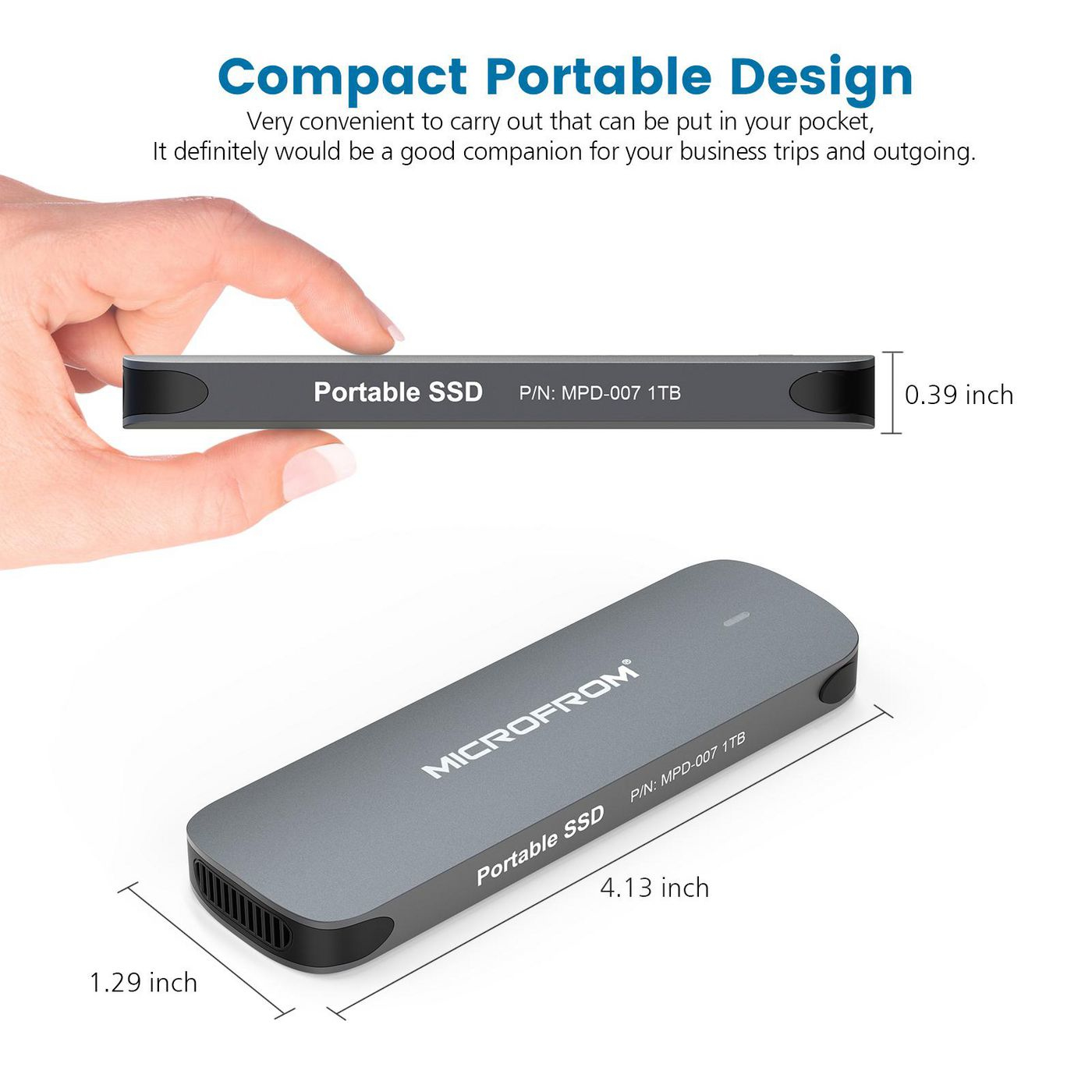 CoreParts CPSSD-USBC-1TB external solid state drive USB Type-C 3.2 Gen 1 (3.1 Gen 1) Grey image 2