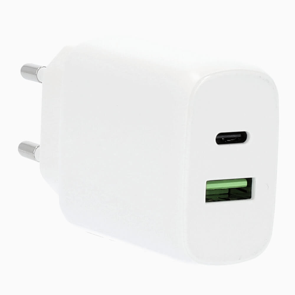 Gear Charger 220V 1xUSB-C + 1xUSB-A PD/PPS 25W + 18W QC White