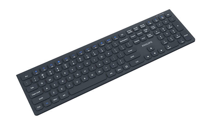 Philips 6000 series SPK6627K/93 keyboard Universal RF Wireless + Bluetooth QWERTY English Blue, Grey – image 3