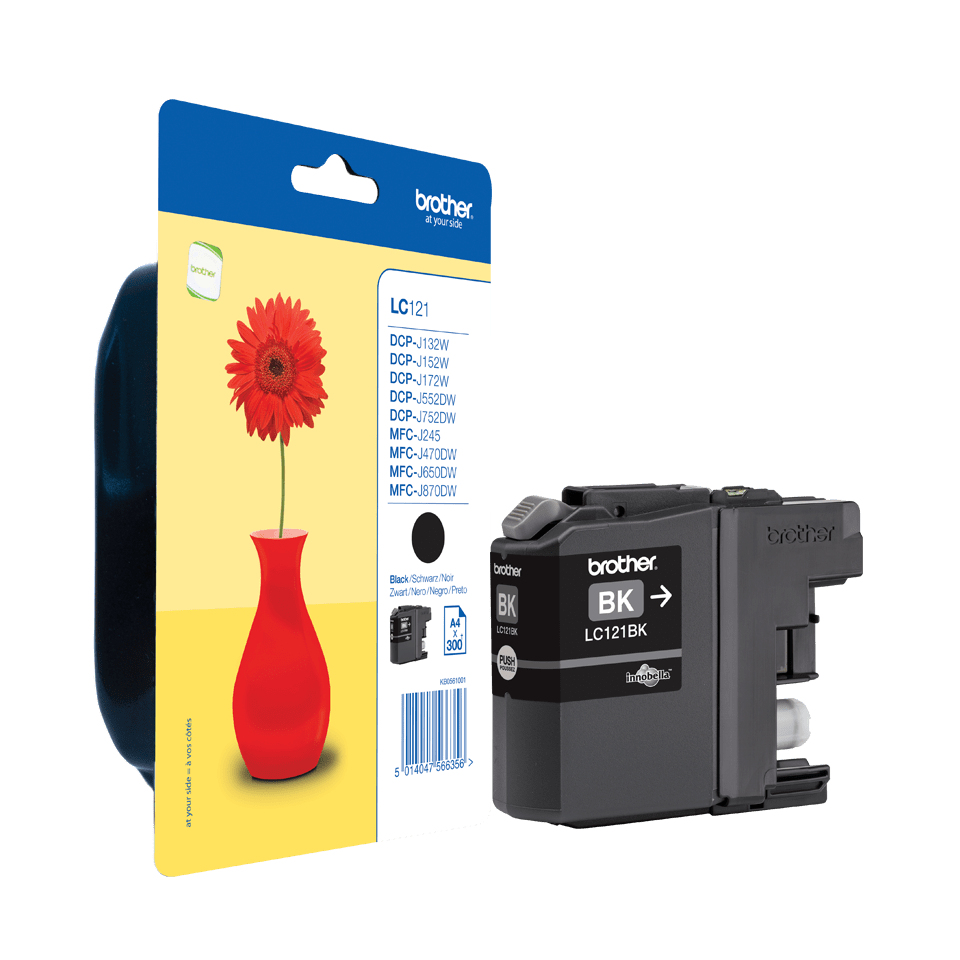 Brother LC121BK - Black - original - blister - ink cartridge - for Brother DCP-J100, DCP-J105, DCP-J132W, DCP-J552DW, DCP-J752DW