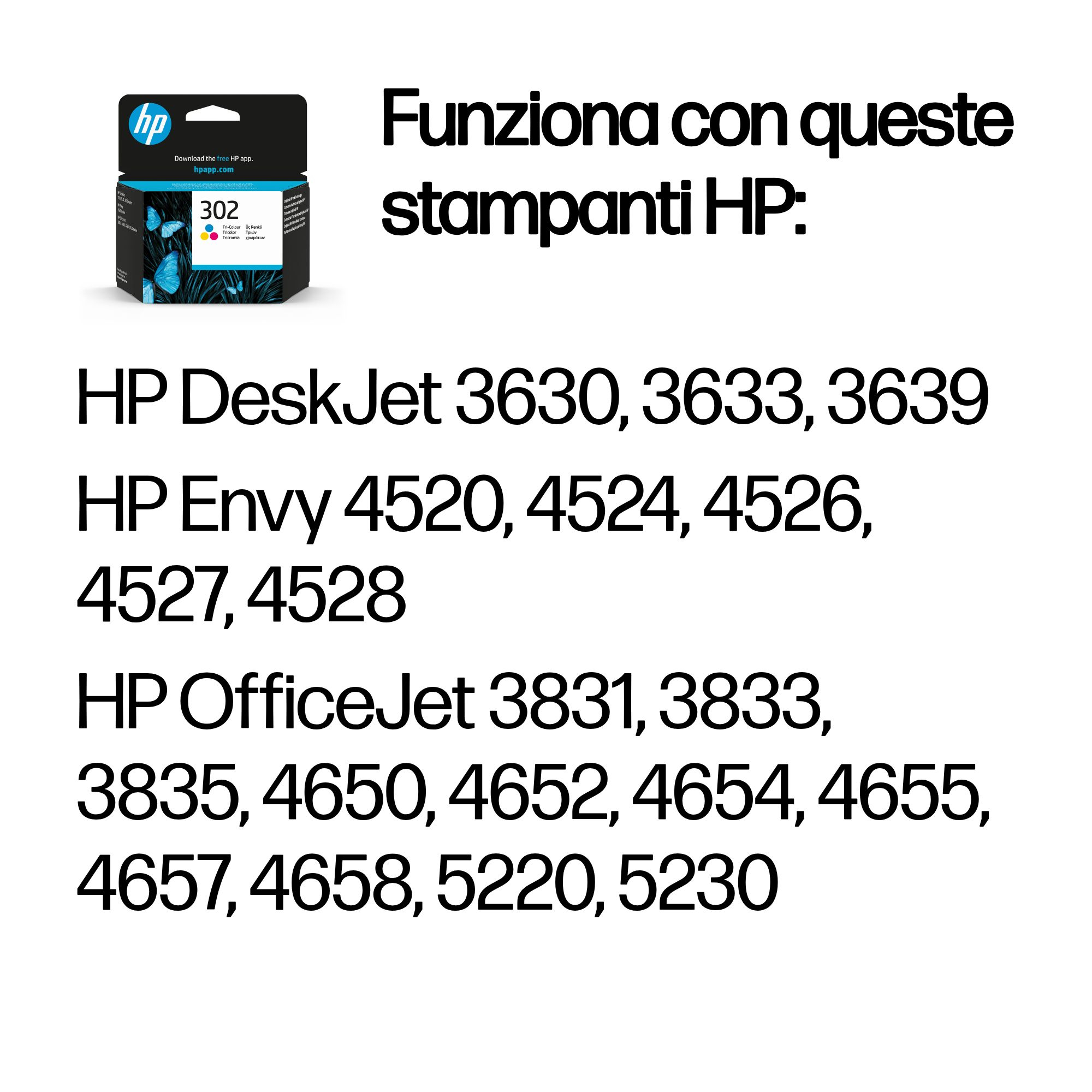 HP 302 Tri-Color Original Ink Cartridge - Ink - [C][Y][M] - per HP DeskJet 1100, 2100, 2200, 3600 - Miniatura 2