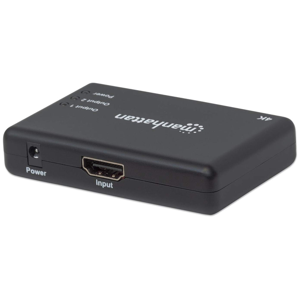 Manhattan HDMI Splitter 2-Port , 4K@30Hz, Displays output from x1 HDMI source to x2 HD displays (same output to both displays), AC Powered (cable 0.9m), Black, – image 5