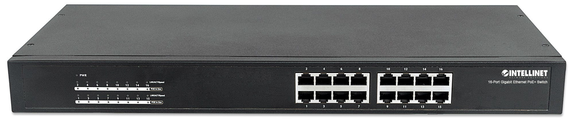 Intellinet 16-Port Gigabit Ethernet PoE+ Switch, 16 x PoE ports, IEEE 802.3at/af Power-over-Ethernet (PoE+/PoE), Endspan, Rackmount – image 3