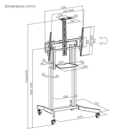 Manhattan Motorised Trolley Mount Stand for TV & Monitors, For screens: – image 6