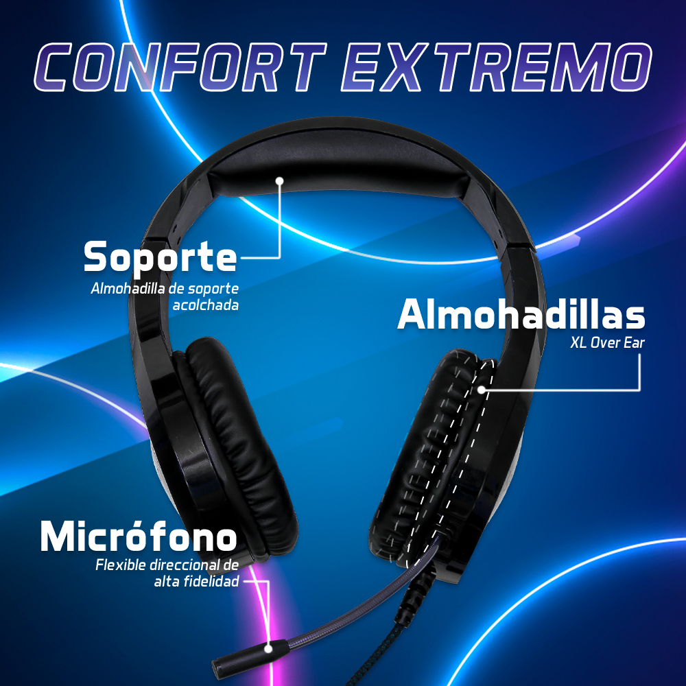 Diadema Gamer Vorago HS-501 - Alámbrico - Micrófono - RGB - HS-501 Diadema Gamer Vorago HS-501 - Alámbrico - Micrófono - RGB - HS-501