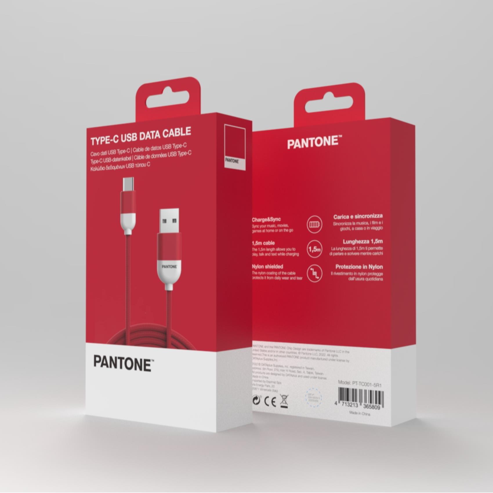 صورة كيبل سيلي PT-TC001-5R1 USB-A إلى USB-C، 1.5 متر، USB 2.0، أحمر