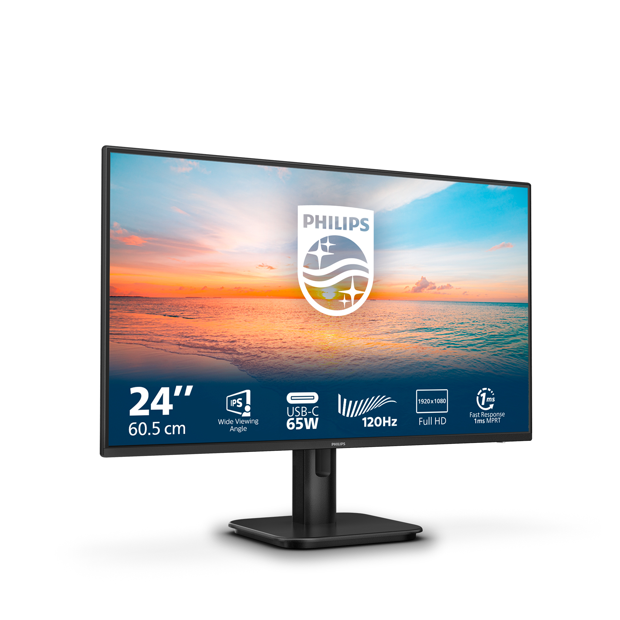 MONITOR LCD IPS LED 100Hz 23.8 Wide 4ms MM FHD 1300:1 BLACK HDMI USB-C Hub USB Vesa - Miniatura 2