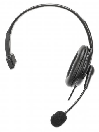 Manhattan Mono Over-Ear Headset (USB), Reversible Microphone Boom (padded), Retail Box Packaging, In-Line Volume/Mute Control, Padded Ear Cushion, USB-A for bot – image 3