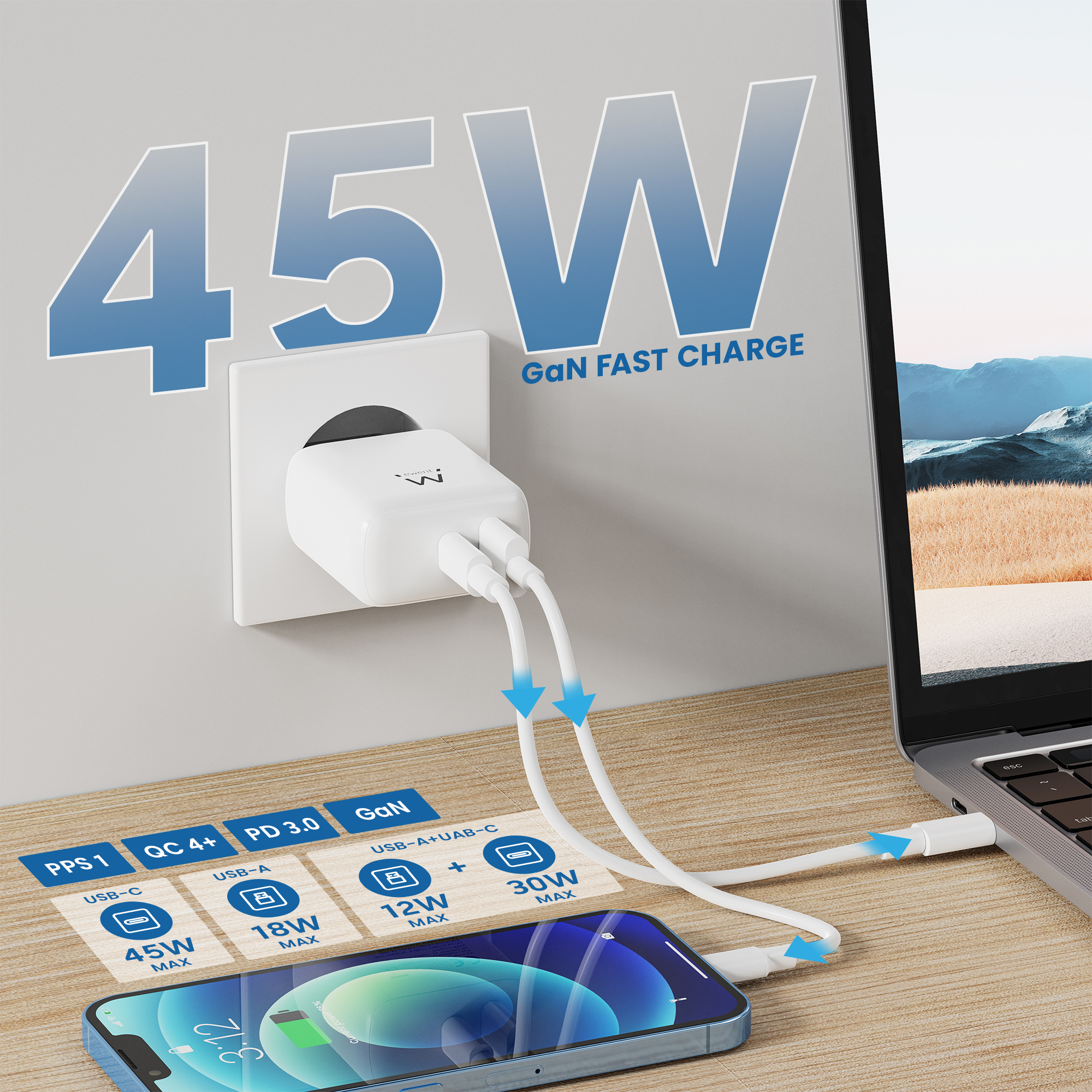 Ewent EW1329 mobile device charger Universal White AC Fast charging Indoor – image 4
