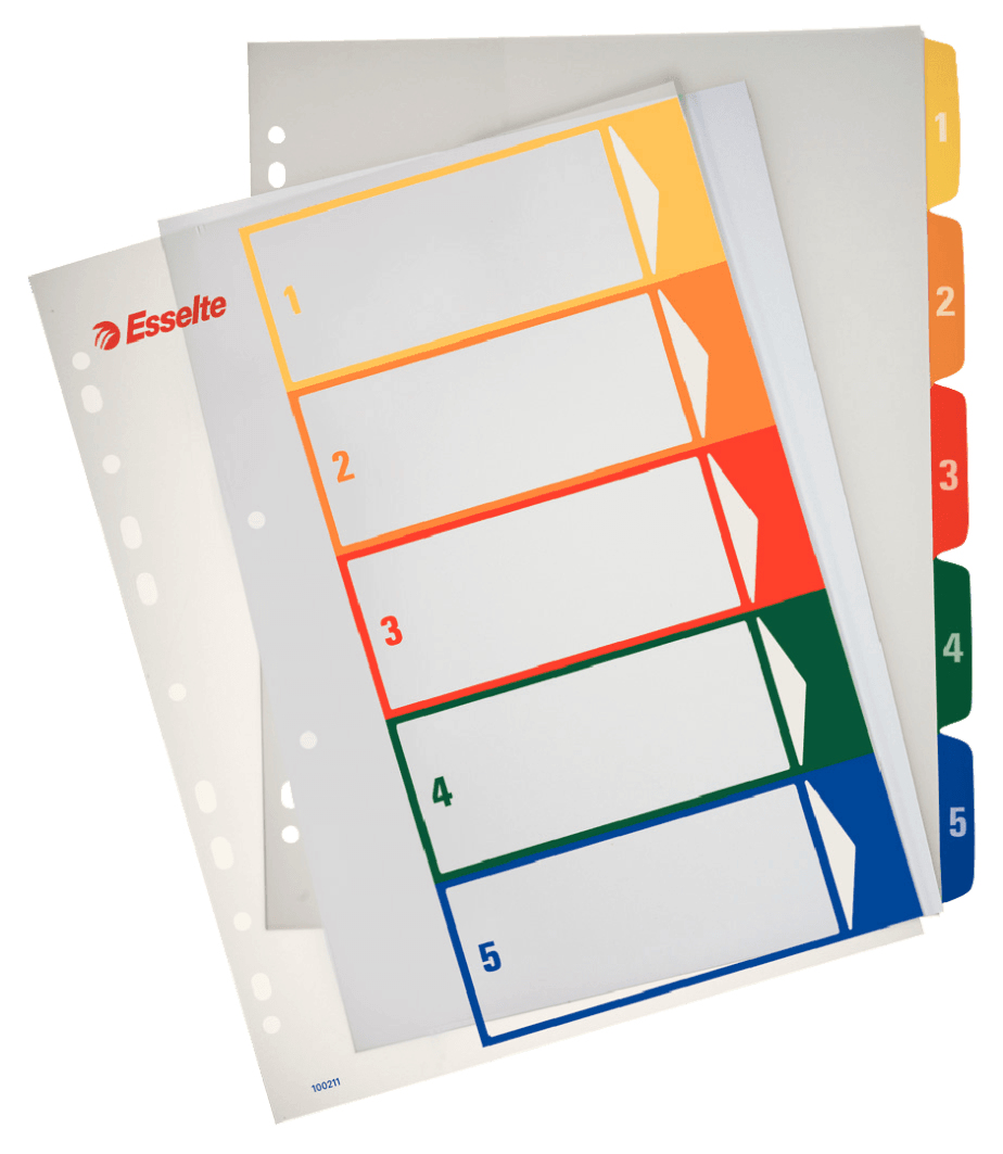 Esselte 2700 Separador numérico con pestaña Polipropileno (PP) Multicolor