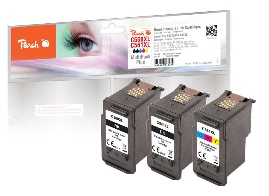 Peach PI100-455 ink cartridge 3 pc(s) Compatible High (XL) Yield Black, Cyan, Magenta, Yellow