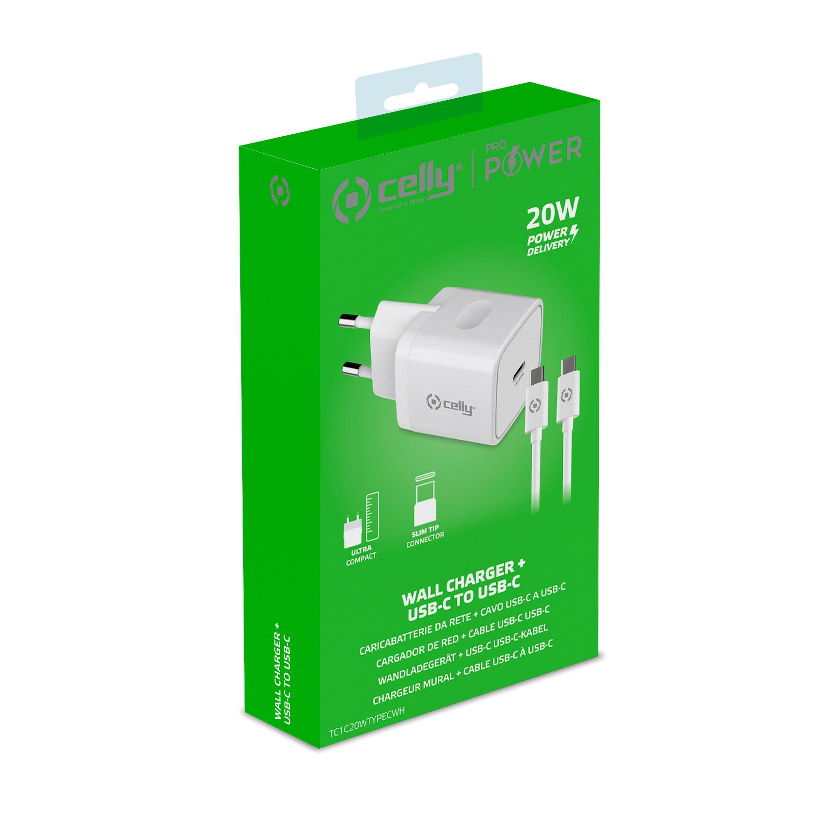 Celly TC1C20WTYPECWH mobile device charger Universal White AC Indoor – image 3