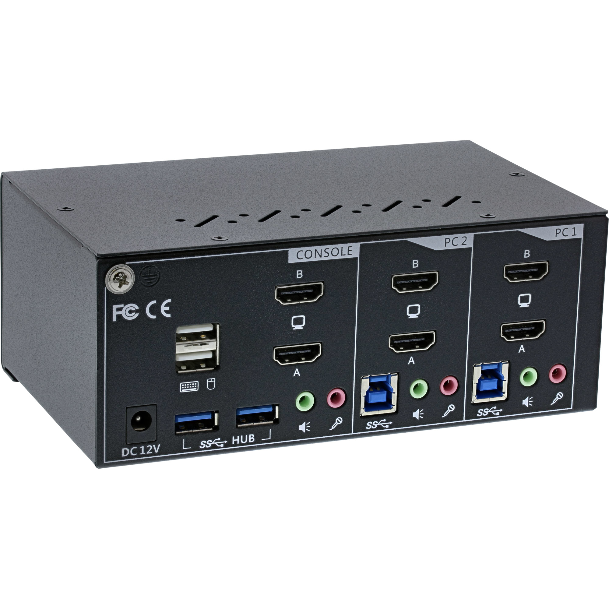 InLine KVM Desktop Switch, 2-port, Dual Monitor, HDMI, 4K, USB 3.0, Audio – image 2