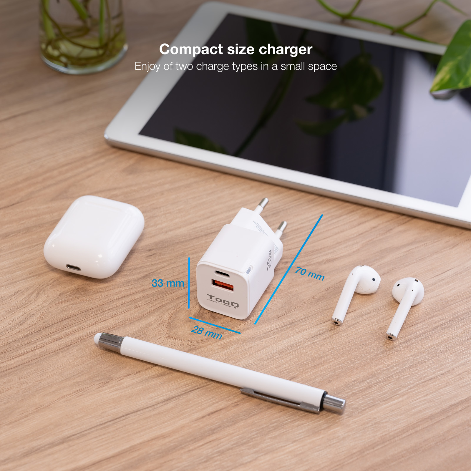 TooQ USB-C/PD + USB-A/QC Wall Charger – image 3