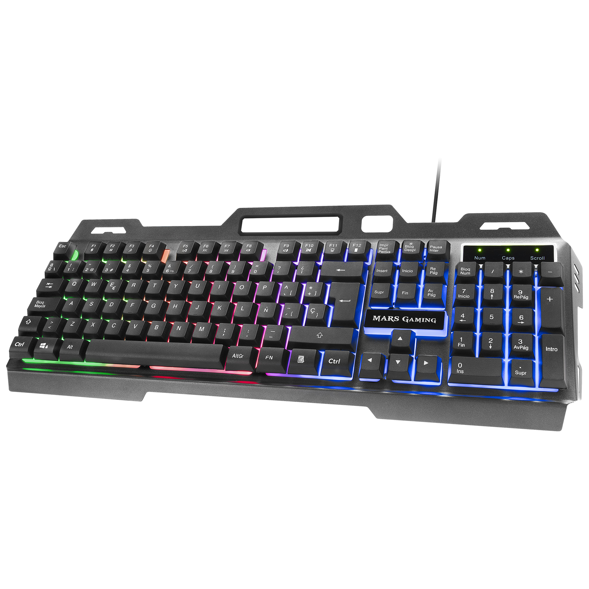 Mars Gaming MK120FR Gaming Keyboard FRGB Aluminium Antighosting Smartphone Stand Grey and Black French Language – image 3
