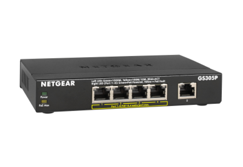 NETGEAR GS305Pv2 Unmanaged Gigabit Ethernet (10/100/1000) Power over Ethernet (PoE) Black – image 3