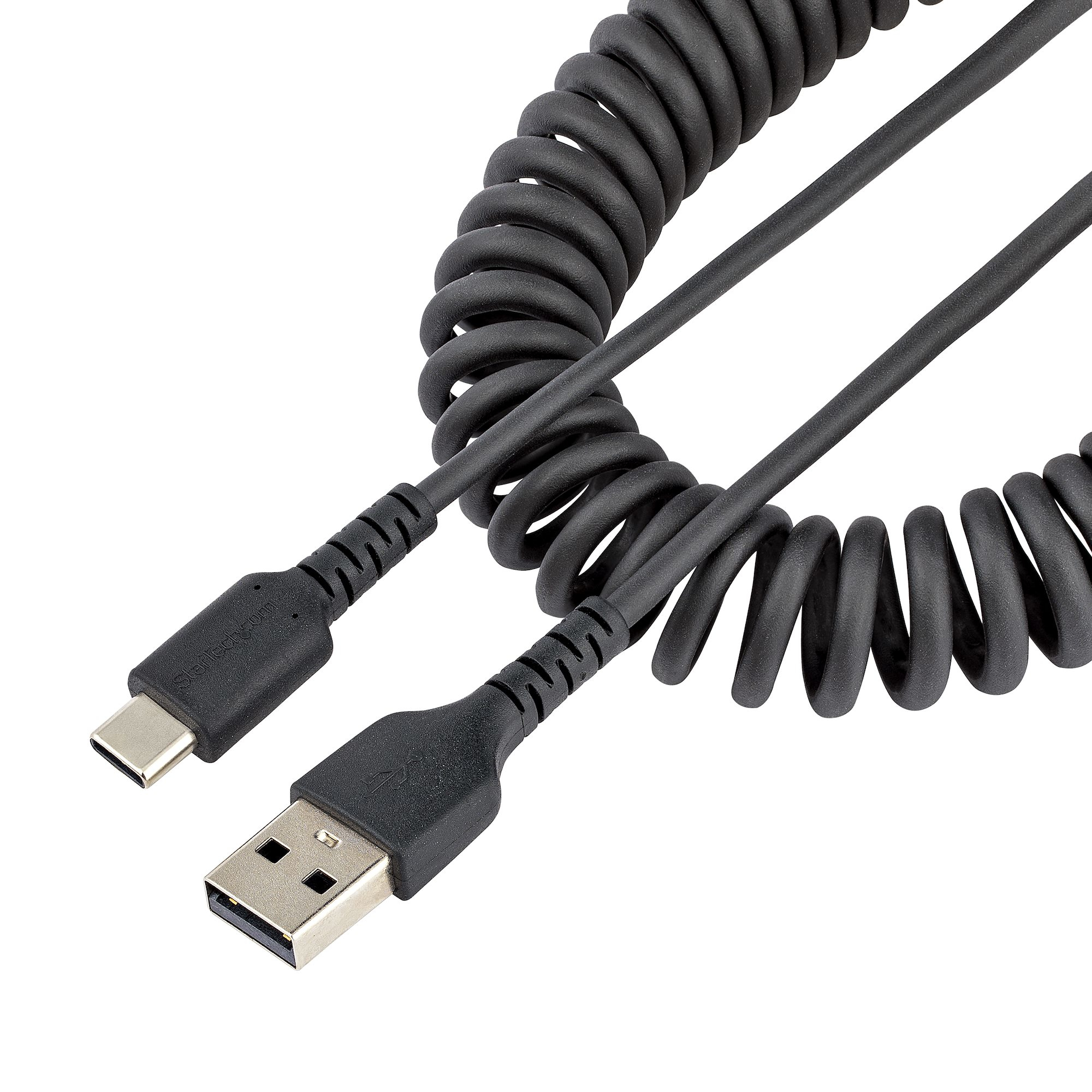 Ce câble USB A vers USB C spiralé de 50 cm peut résister aux demandes quoti...