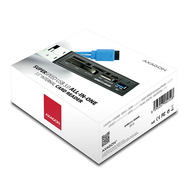 Axagon CRI-S3 card reader USB 3.2 Gen 1 (3.1 Gen 1) Internal Black, Grey – image 4
