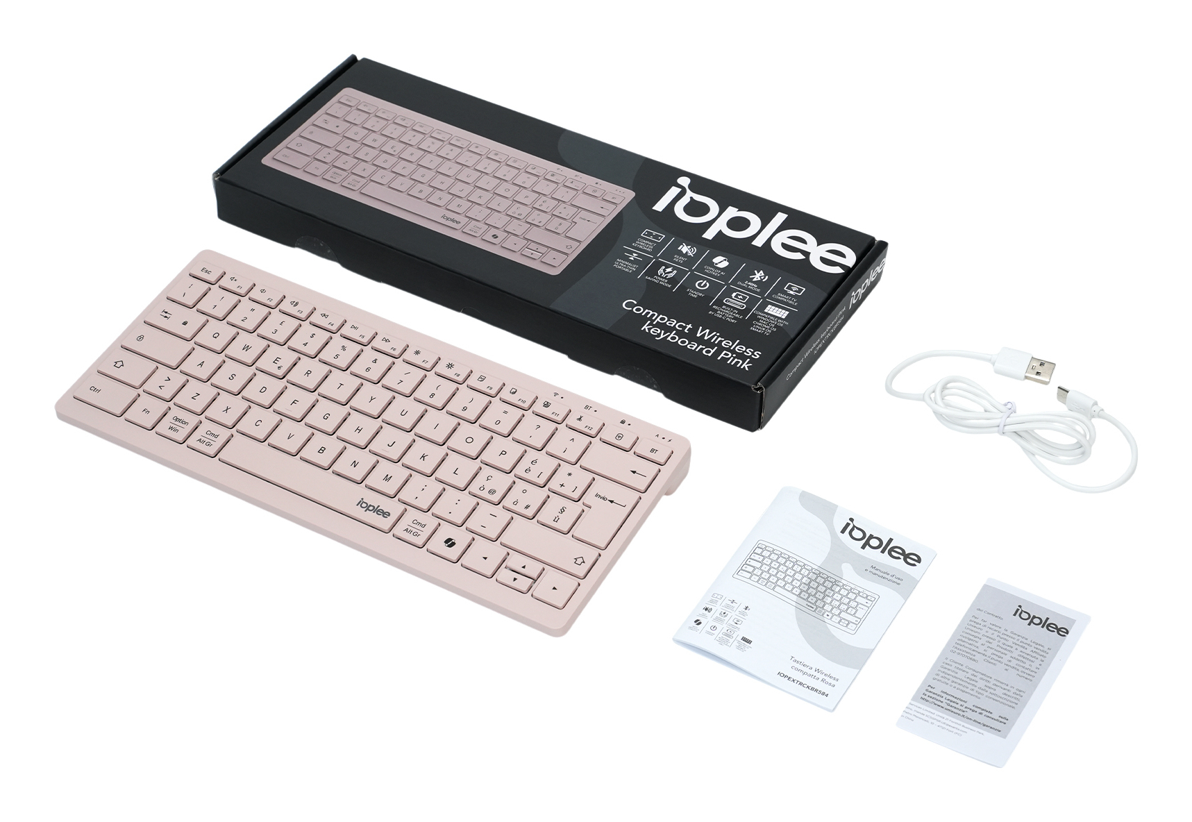 IOPLEE IOPEXTRCKBR584 keyboard Universal RF Wireless + Bluetooth QWERTY Italian Rose – image 5