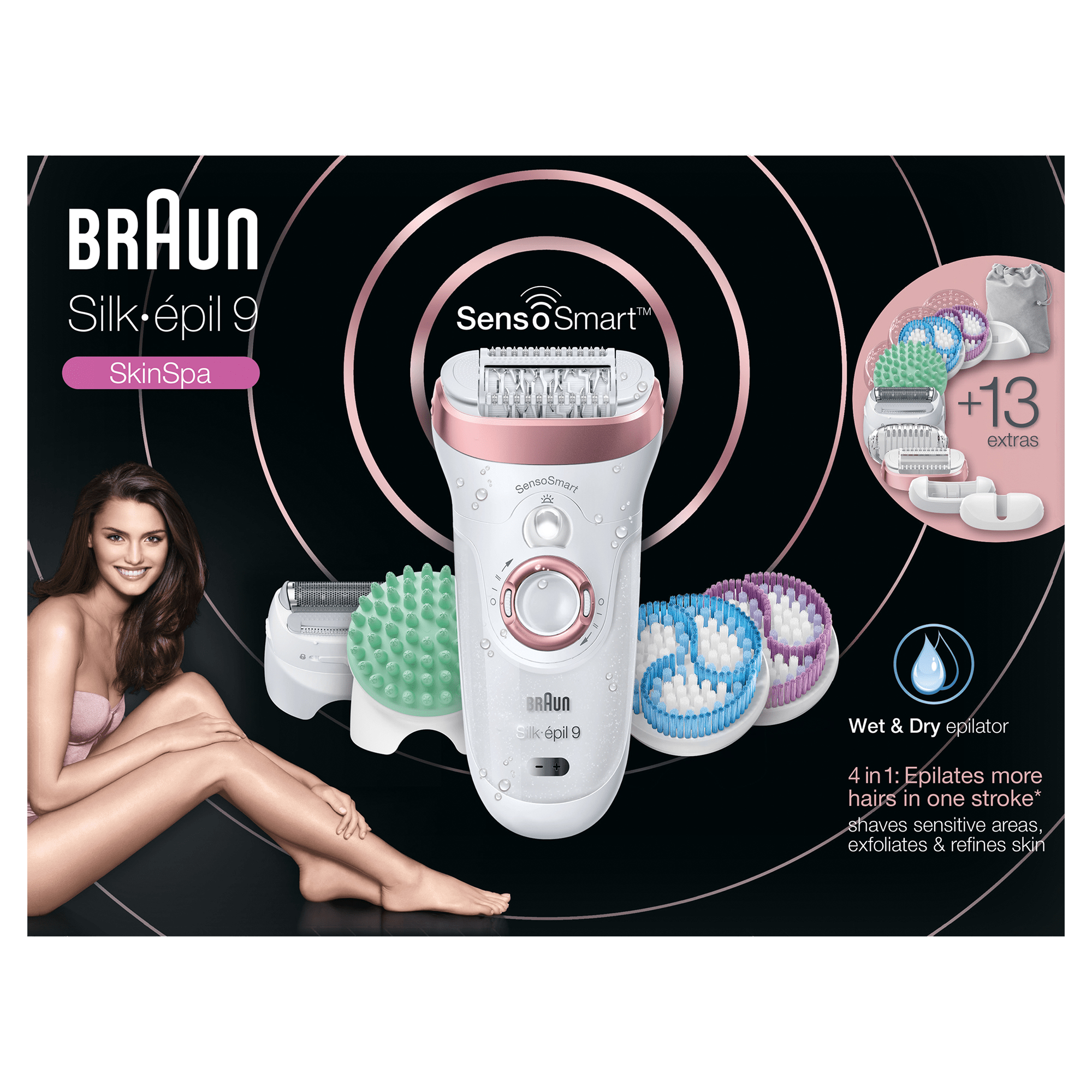 Braun Silk-épil 9 81646958 epilator 40 tweezers Rose gold, White