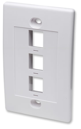 Tapa para Caja de Pared Intellinet 163309, 3 Puertos Keystone, Color Blanco