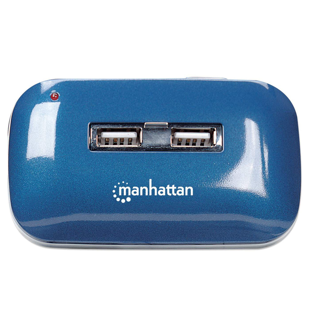 Manhattan USB-A 7-Port Ultra Hub, 7x USB-A Ports, 480 Mbps (USB 2.0), AC or Bus Power, Multiple Transaction Translator, Blue, Blister (With Euro 2-pin plug) – image 2