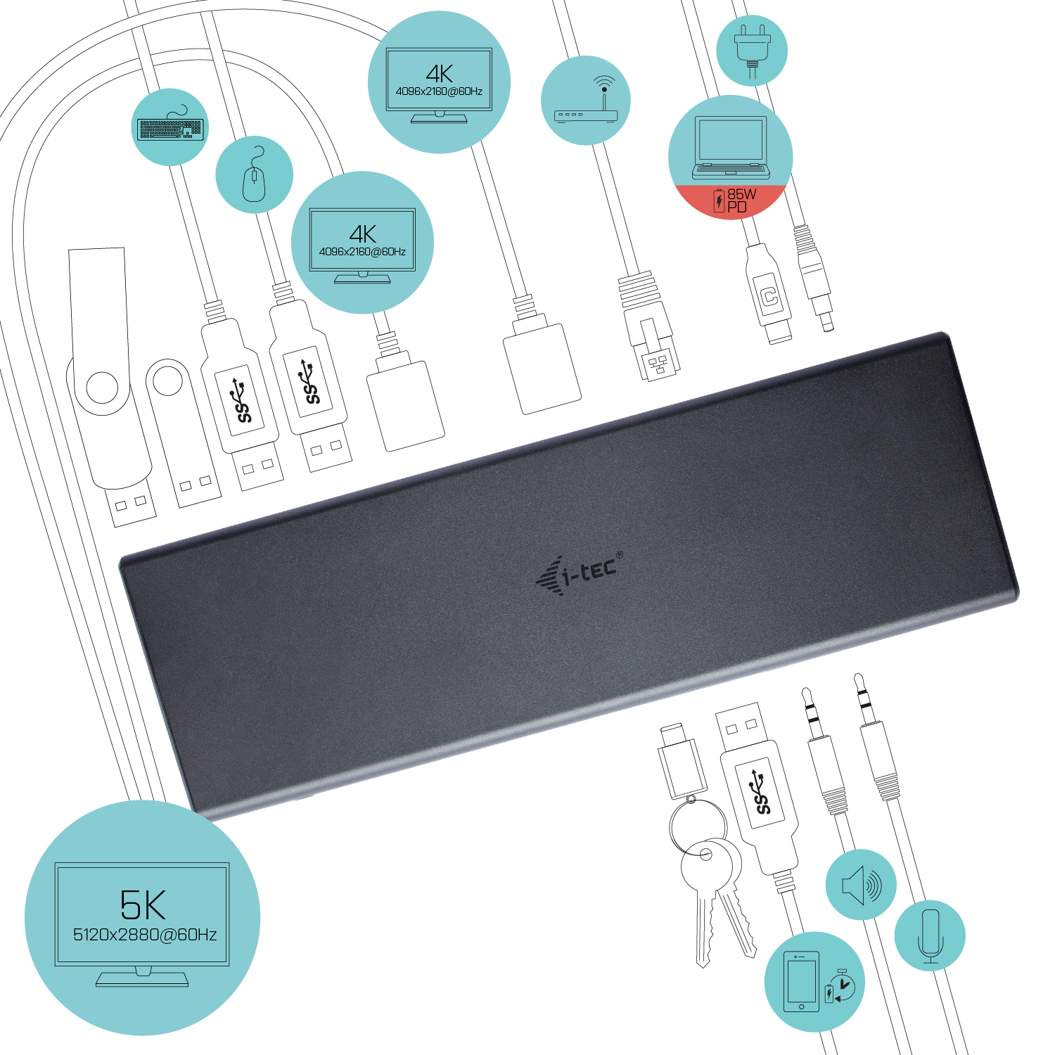 i-tec USB 3.0 / USB-C / Thunderbolt 3 Dual Display Docking Station + Power Delivery – image 6
