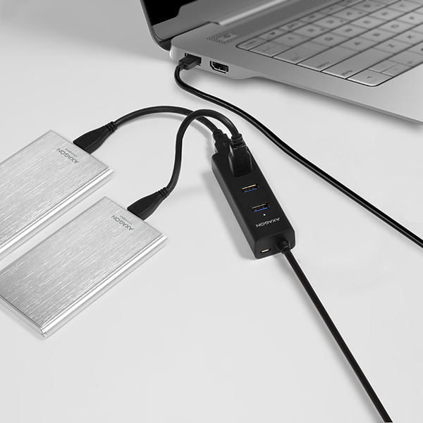 Axagon HUE-S2BL 4x USB 3.0 CHARGING hub w. 1.2m cable, power micro USB – image 2