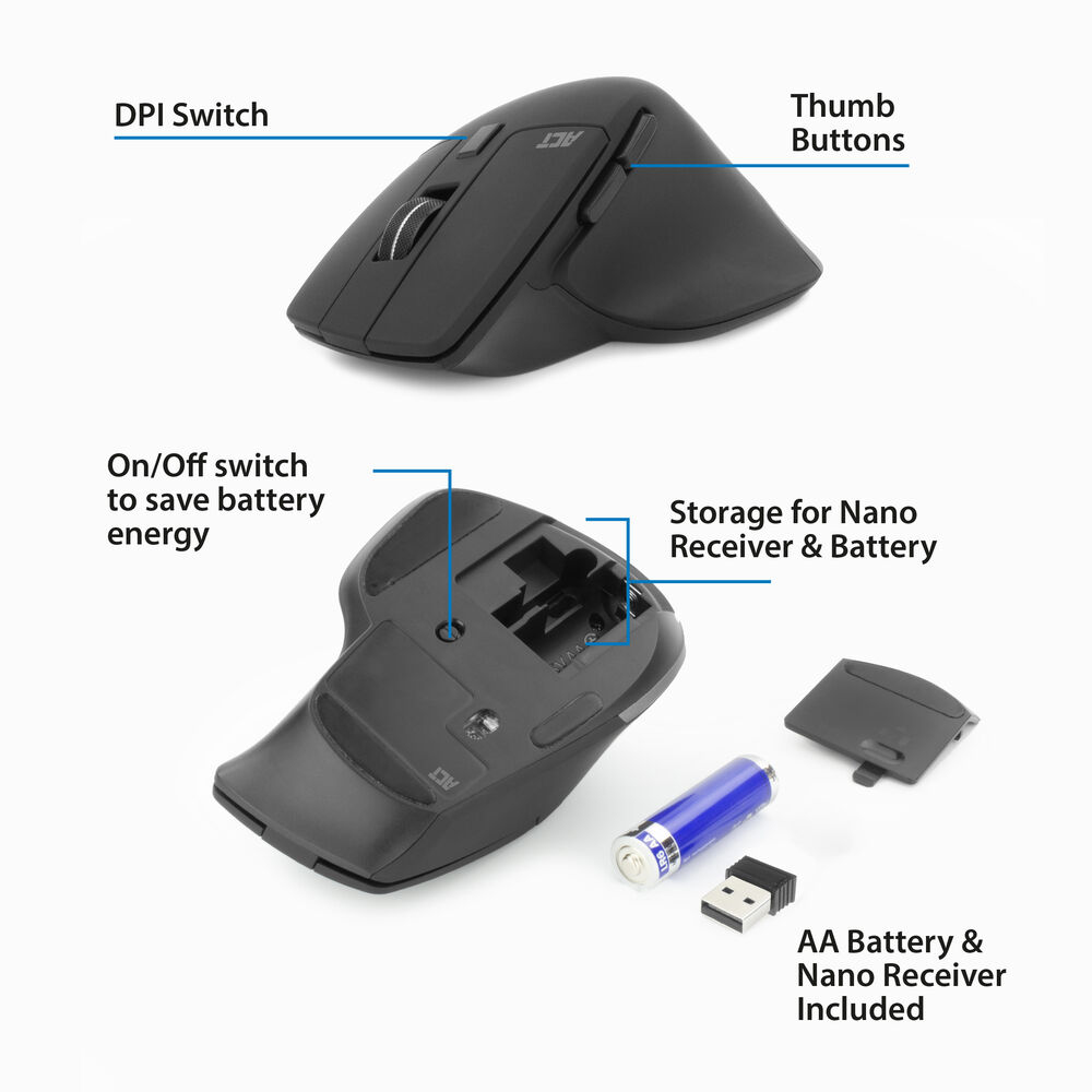 ACT Wireless mouse 2400 DPI with silent click, eco-friendly, made from recycled materials – image 5