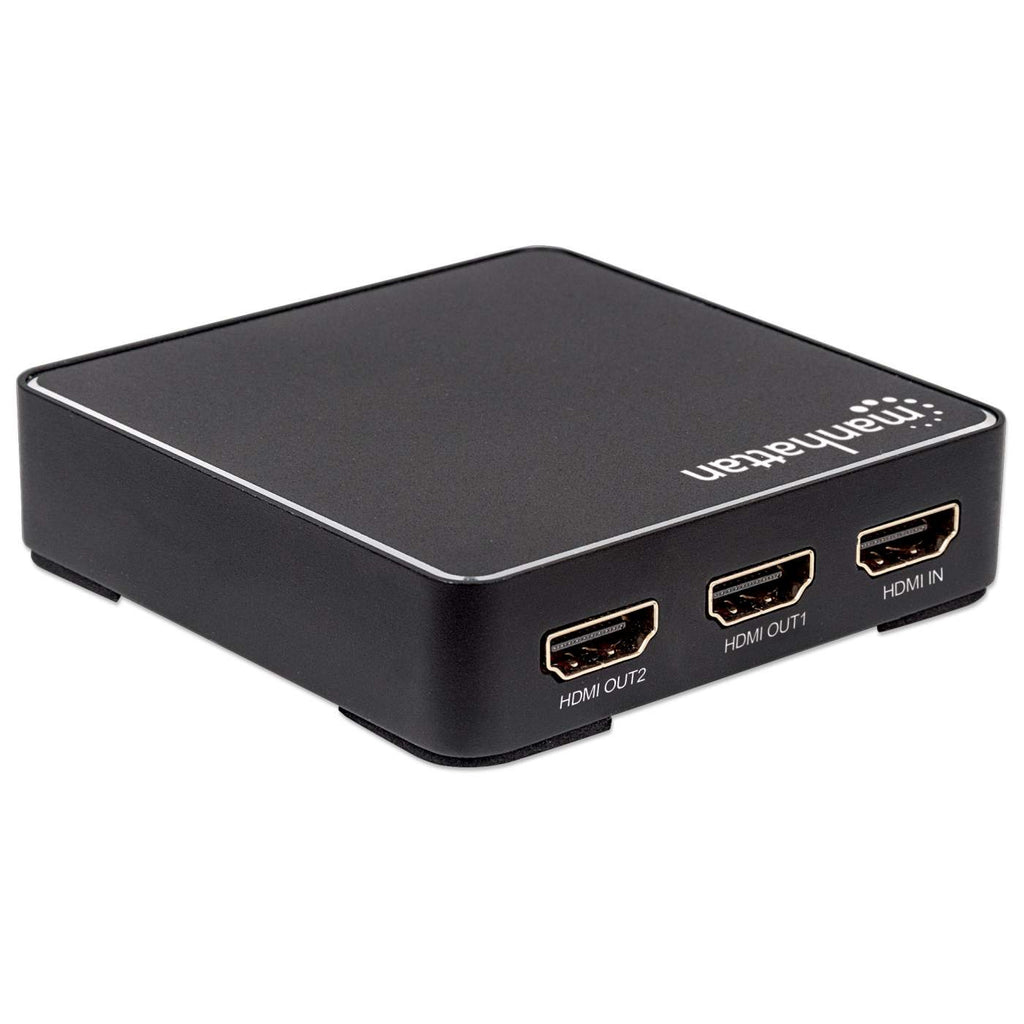 Manhattan HDMI Splitter 2-Port , 4K@60Hz, Displays output from x1 HDMI source to x2 HD displays (same output to both displays), AC Powered (cable 1.2m), Black, – image 5