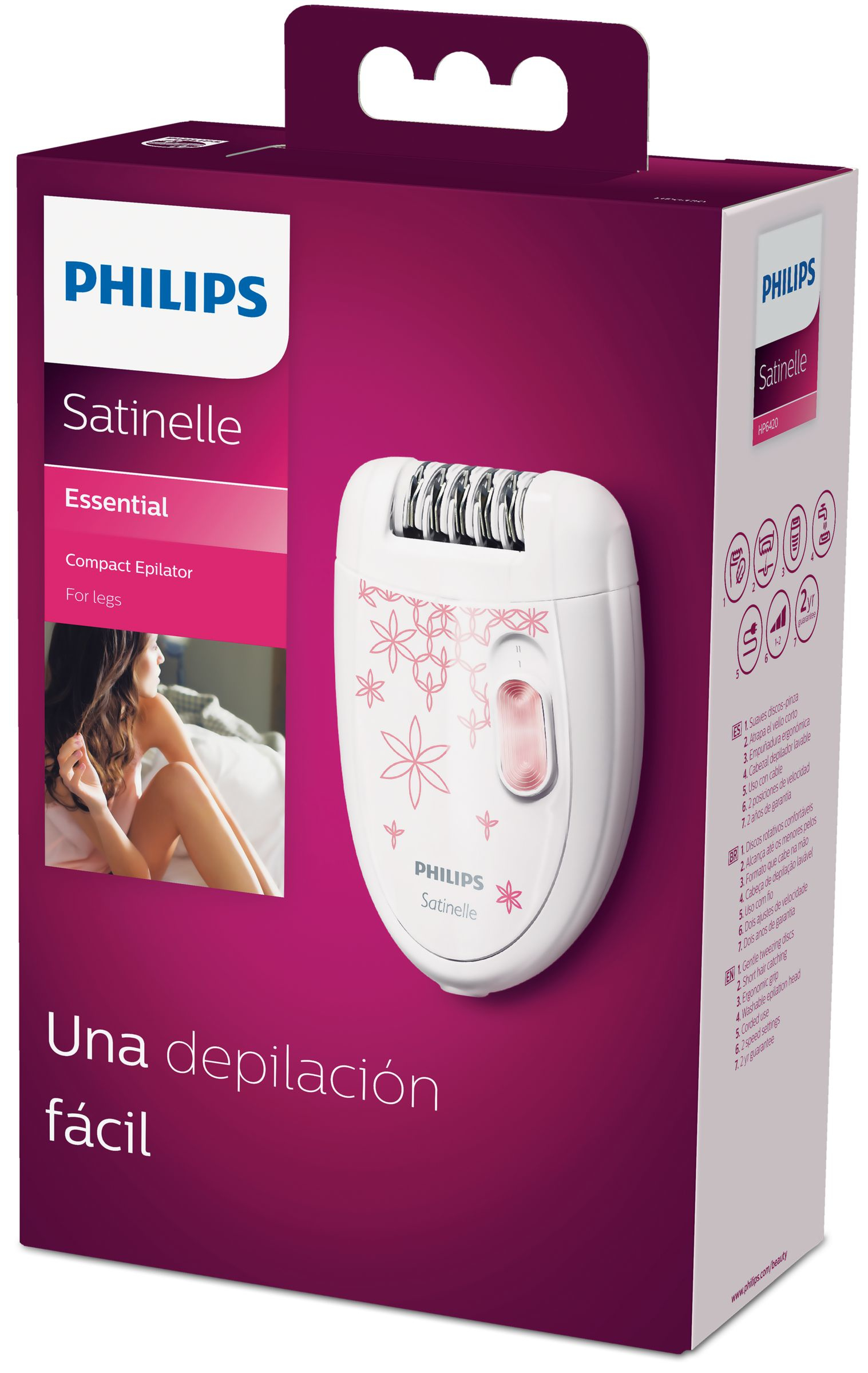 Philips Satinelle Essential HP6420/30 epilator 20 tweezers Pink, White – image 3