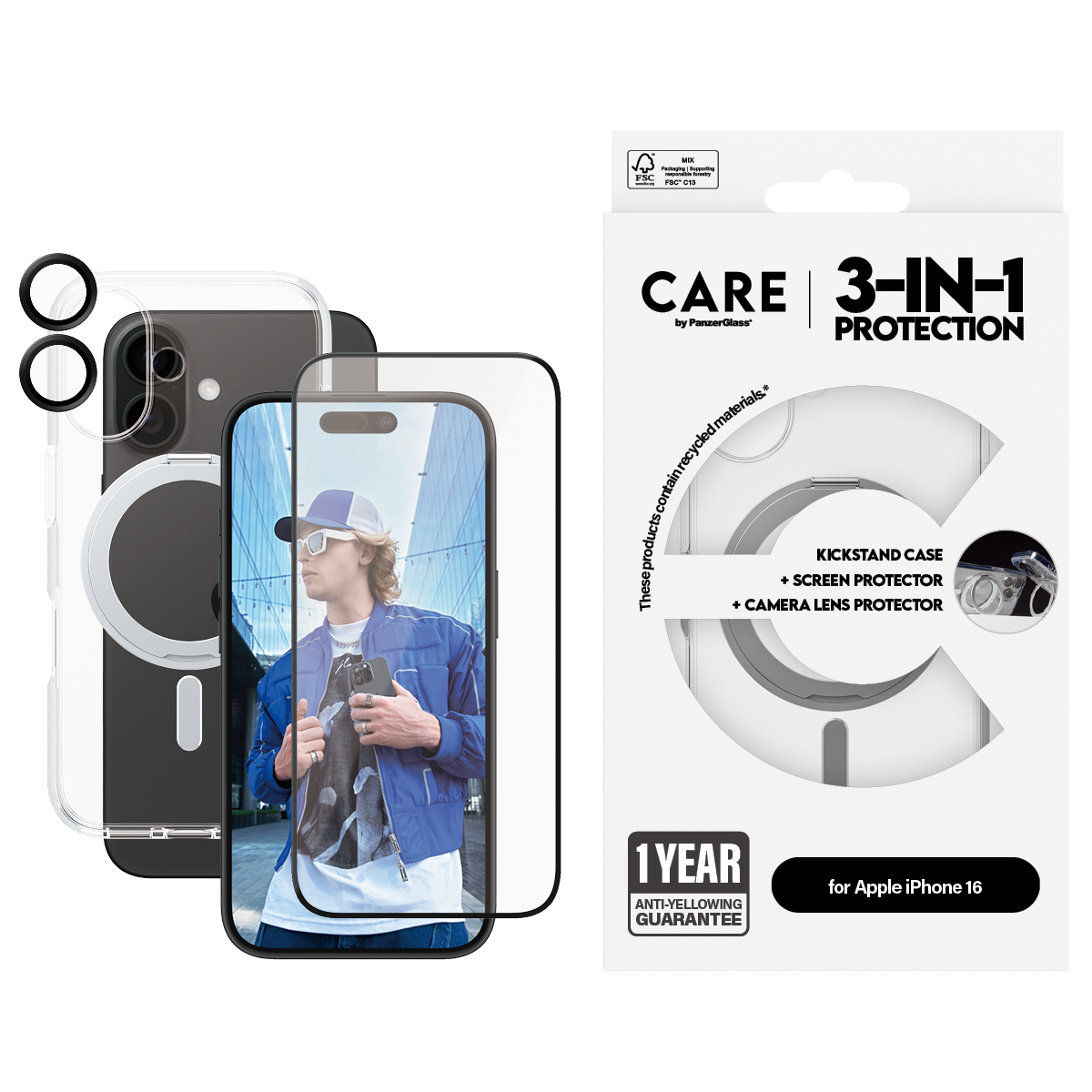 PanzerGlass CARE™ by PanzerGlass® 3-in-1 Ceramic Bundle iPhone 16 – image 2