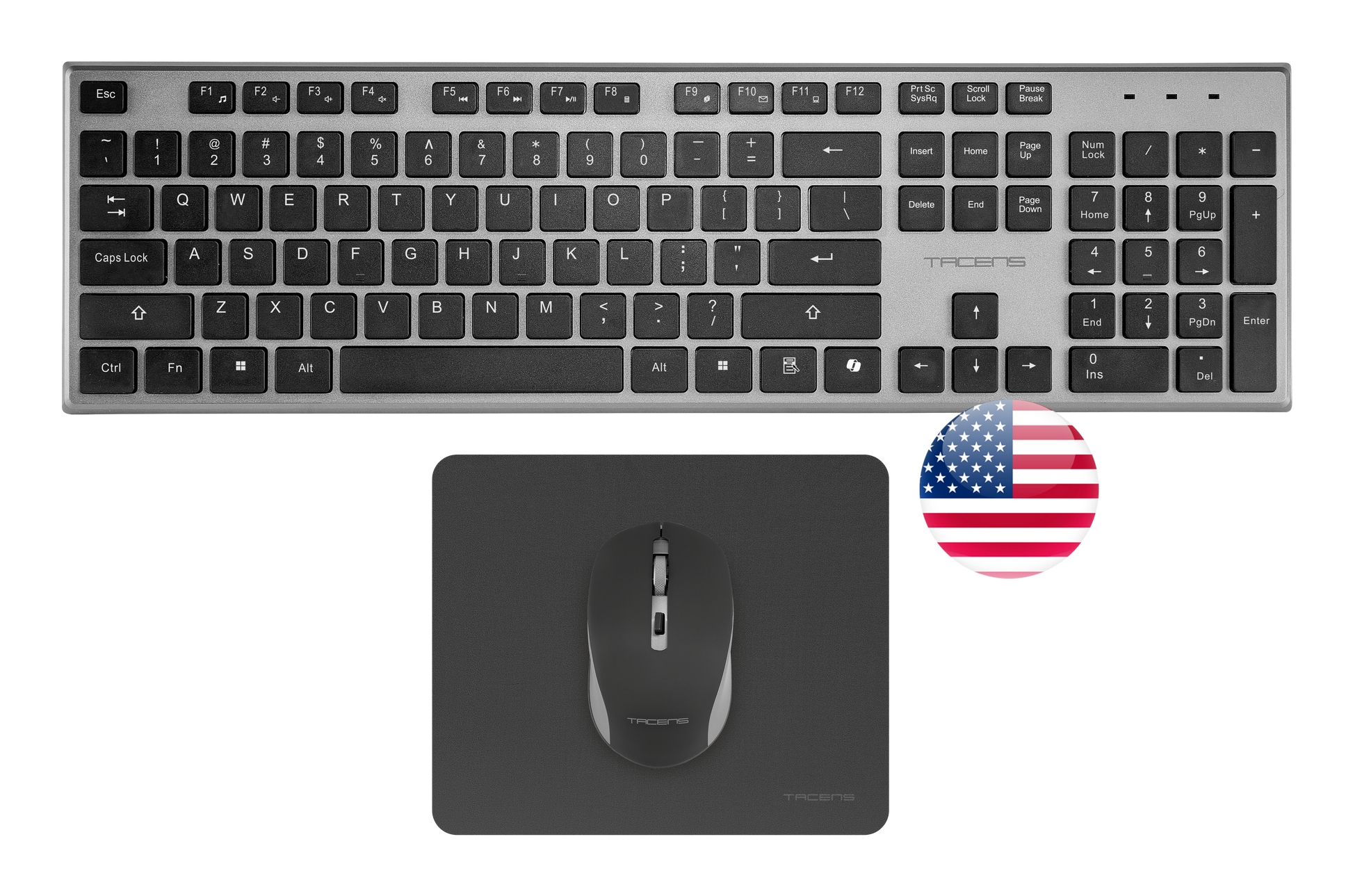 Tacens 6ZENITHUS keyboard Mouse included Home/Office RF Wireless QWERTY US English Grey