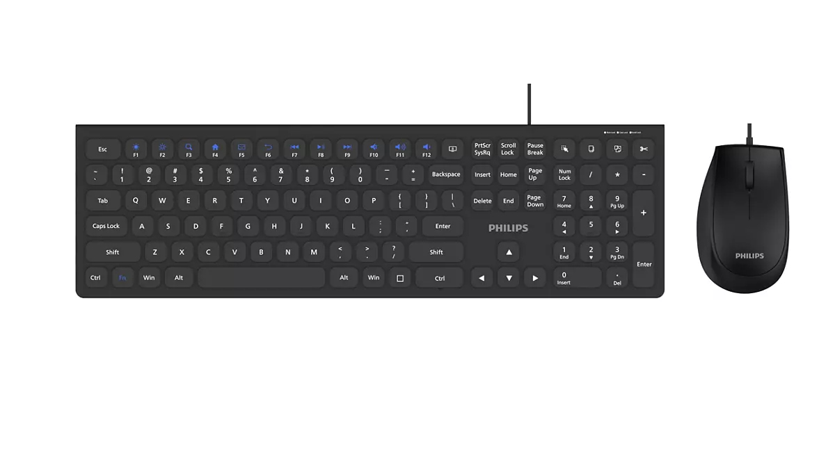 Philips 3000 series SPT6327B/93 keyboard Mouse included Universal USB QWERTY English Black – image 1