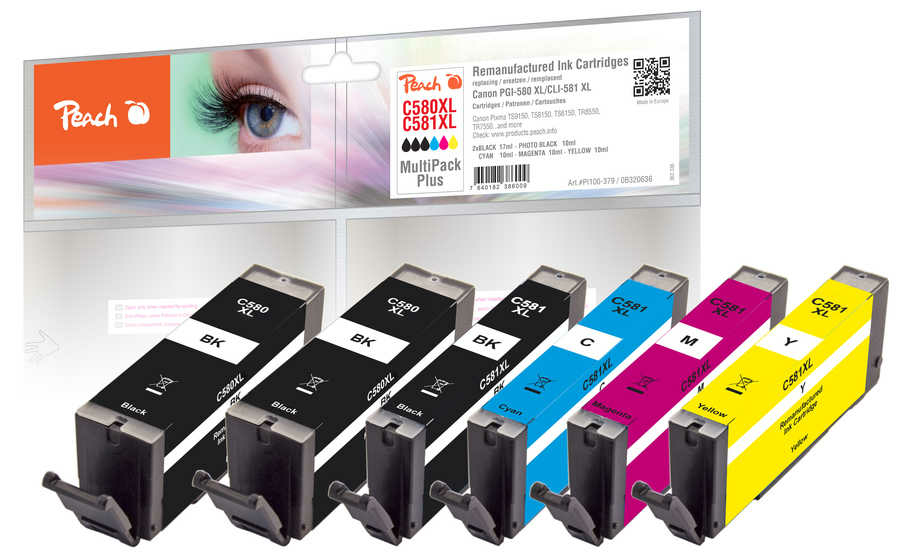Peach PI100-379 ink cartridge 6 pc(s) Compatible High (XL) Yield Black, Cyan, Magenta, Yellow