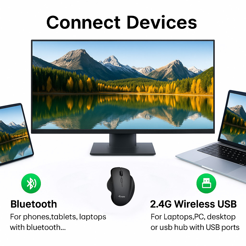 Equip 6-Button Dual Mode Wireless mouse, Rechargeable – image 9