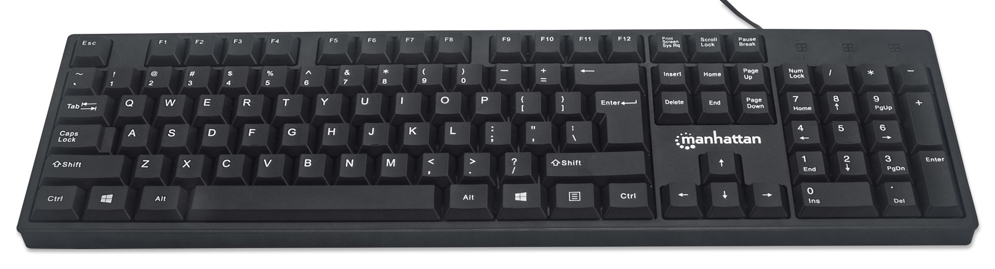 Manhattan Keyboard USB Wired, Black, Full Size Keys, Cable 1.5m, USB-A connection, Plug and Play, Three Year Warranty – image 4