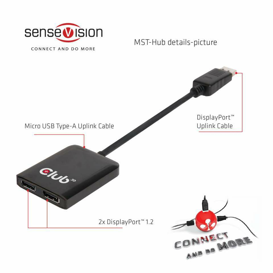 CLUB3D Multi Stream Transport Hub DisplayPort 1.2 Dual Monitor – image 4