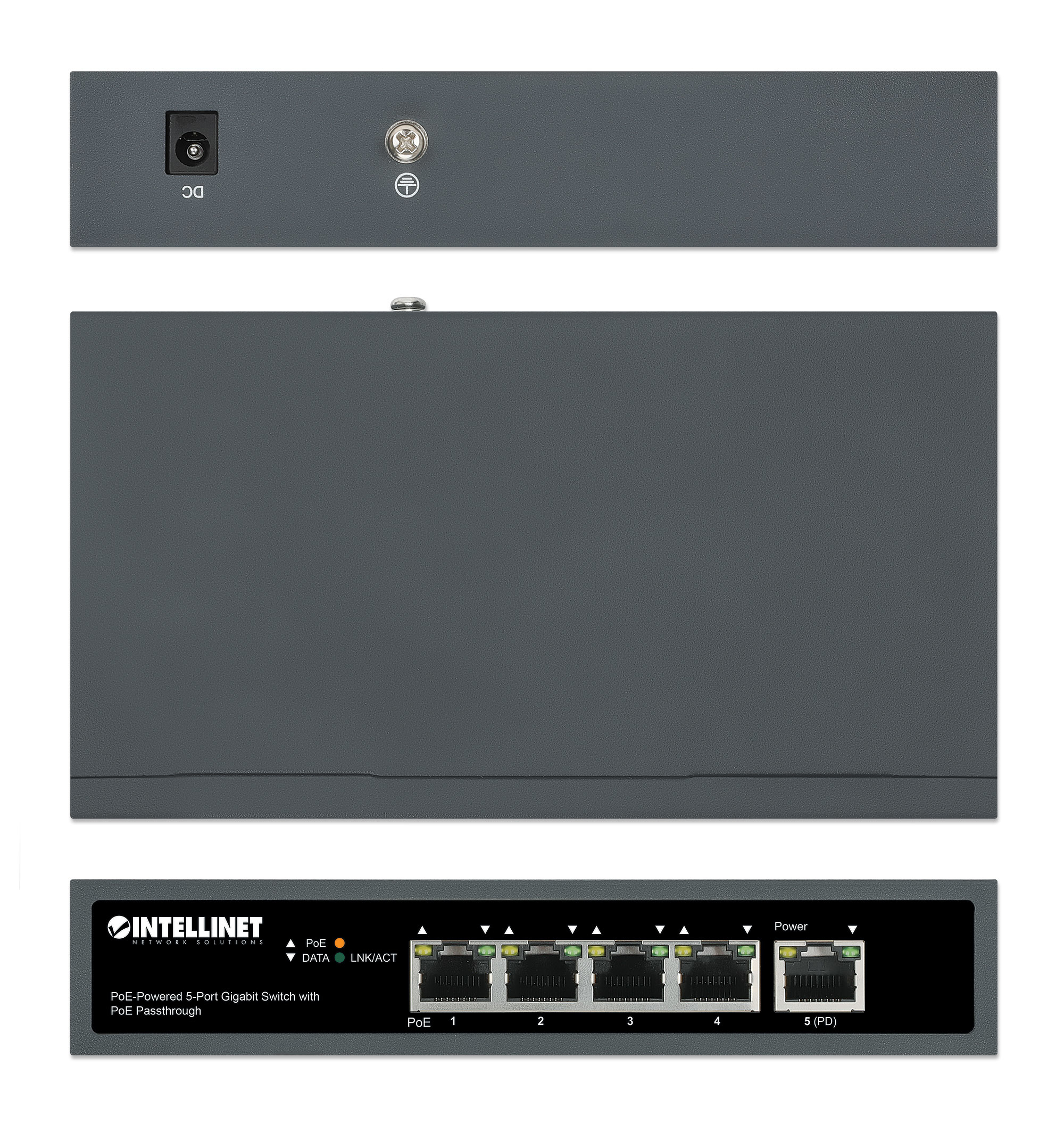 Intellinet 5-Port Gigabit Switch with PoE Passthrough, One IEEE 802.3bt (PoE++ / 4PPoE) PD PoE Port with – image 6