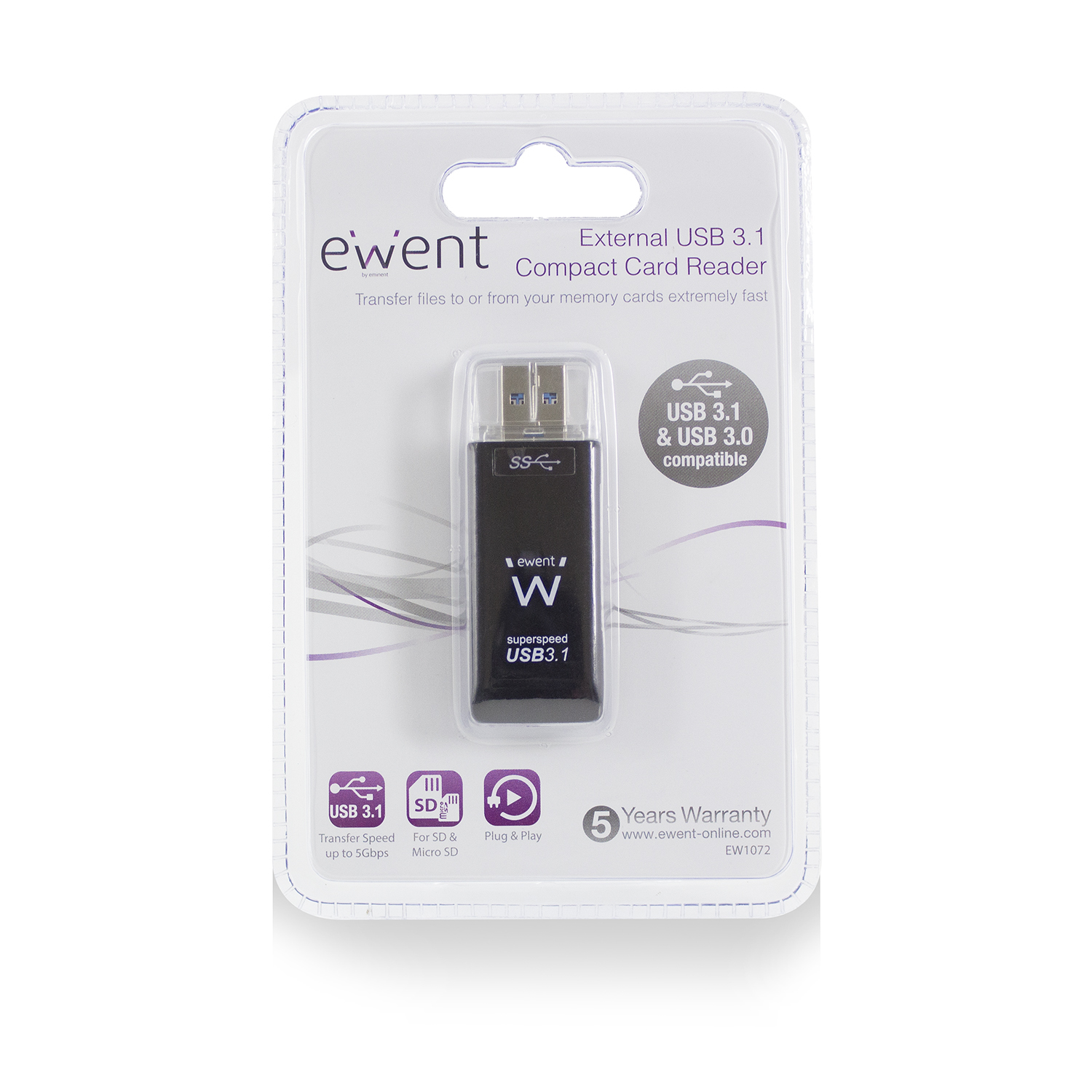 Ewent EW1072 card reader USB 3.2 Gen 1 (3.1 Gen 1) Type-A Black – image 3