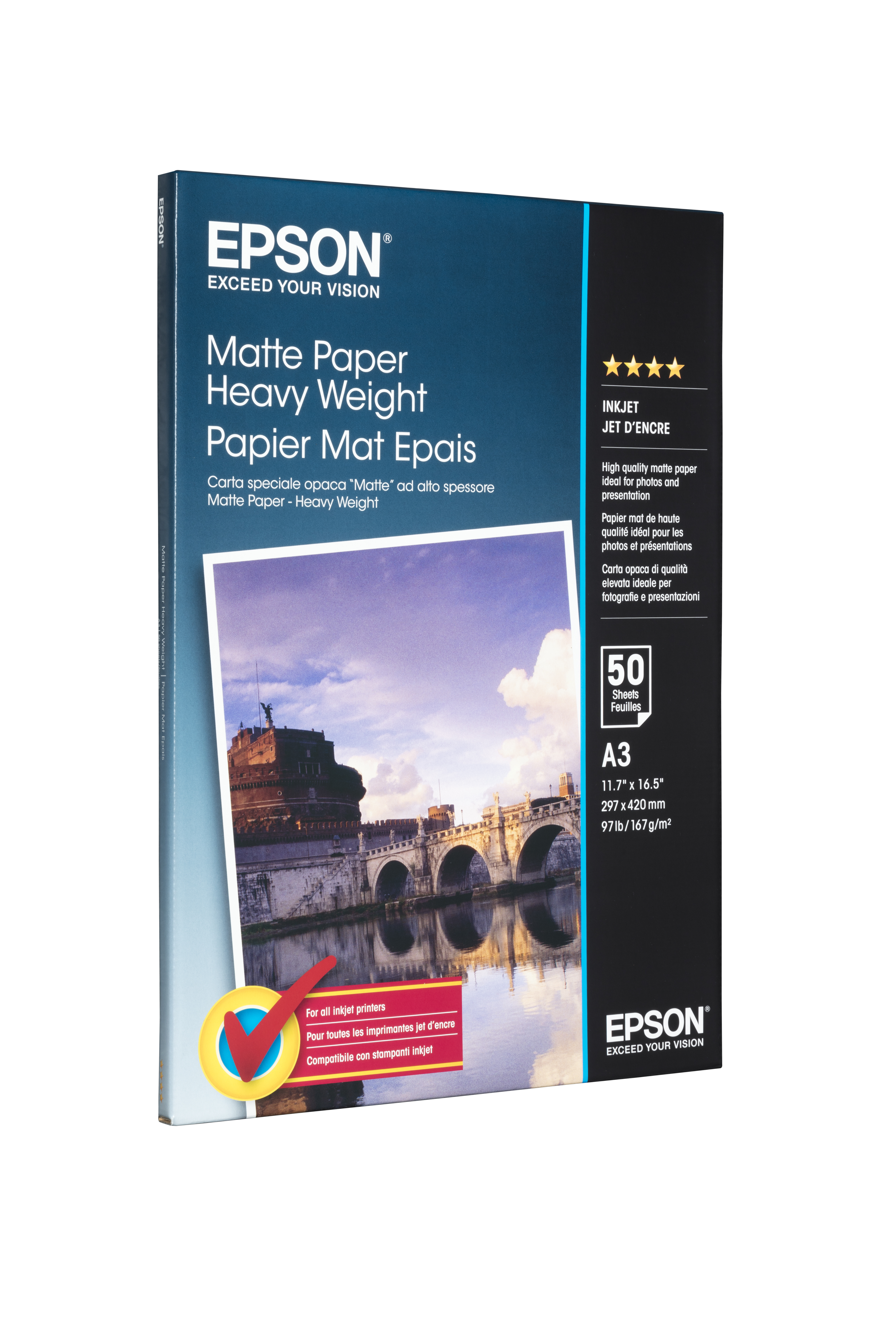 Epson Matte Paper Heavy Weight, DIN A3, 167 g/m2, 50 arkkia