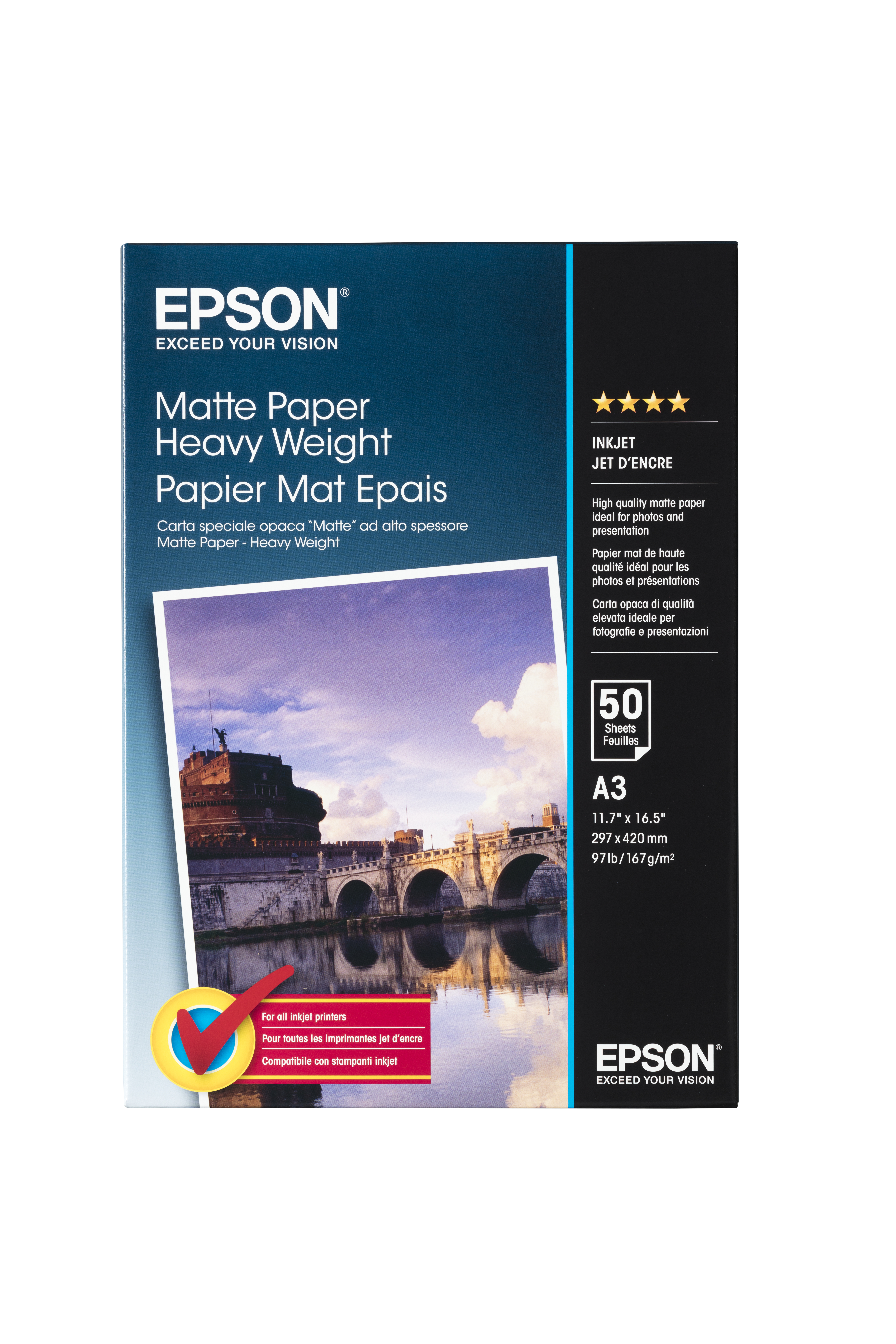 Epson Matte Paper Heavy Weight, DIN A3, 167 g/m², 50 ark
