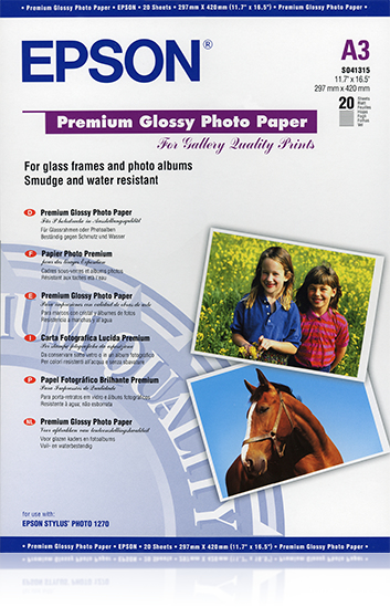 Epson Premium Glossy Photo Paper, DIN A3, 255 g/m², 20 ark