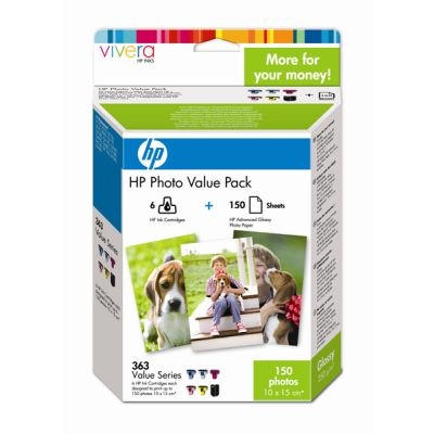 HP 363 Series Photo Value Pack with Vivera Inks-10 x 15 cm/150 sht
