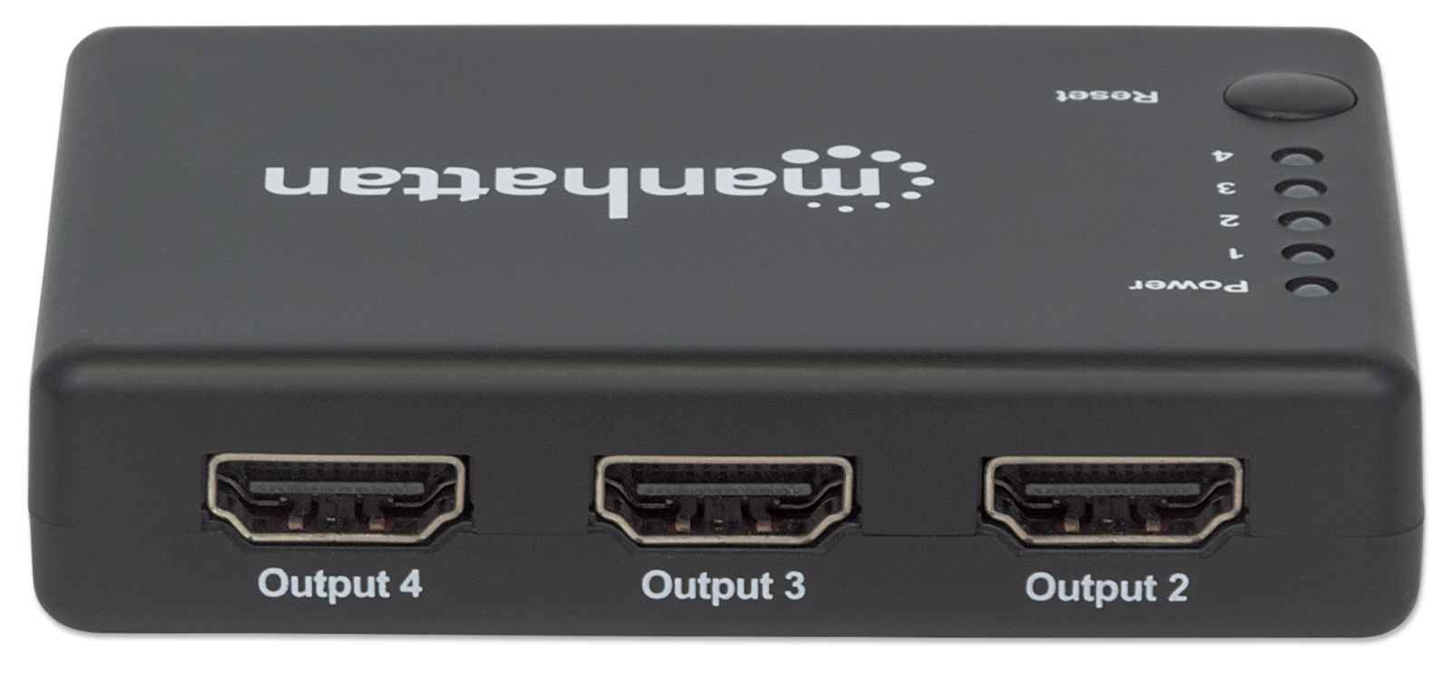 Manhattan HDMI Splitter 4-Port (Compact), 4K@30Hz, Displays output from x1 HDMI source to x4 HD displays (same output to four displays), AC Powered (cable 0.7m) – image 4