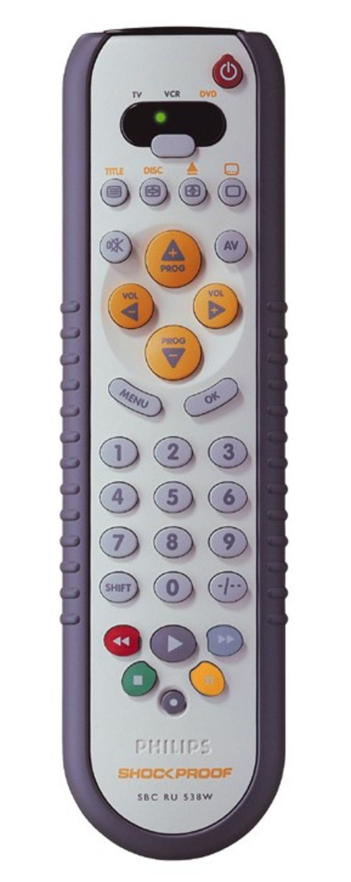 Philips SBCRU538/87W remote control DVD/Blu-ray, DVDR-HDD, TV Press buttons