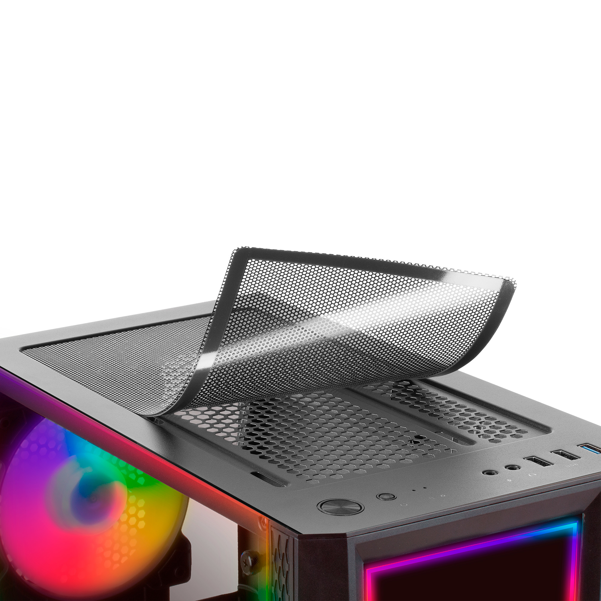 Mars Gaming MC-ART Black ATX Gaming PC Case Double Drawable Tempered Glass ARGB 12 Modes – image 4