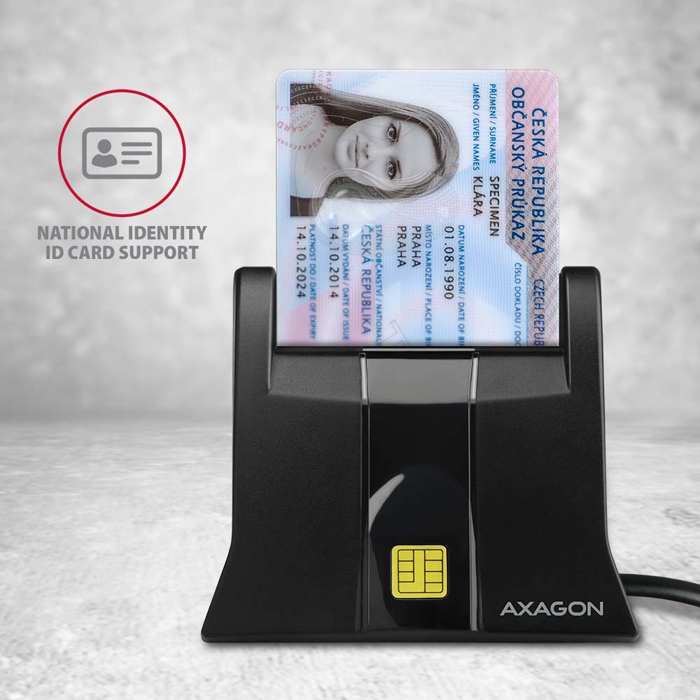 Axagon CRE-SM4 smart card reader Indoor USB USB 2.0 Black – image 2